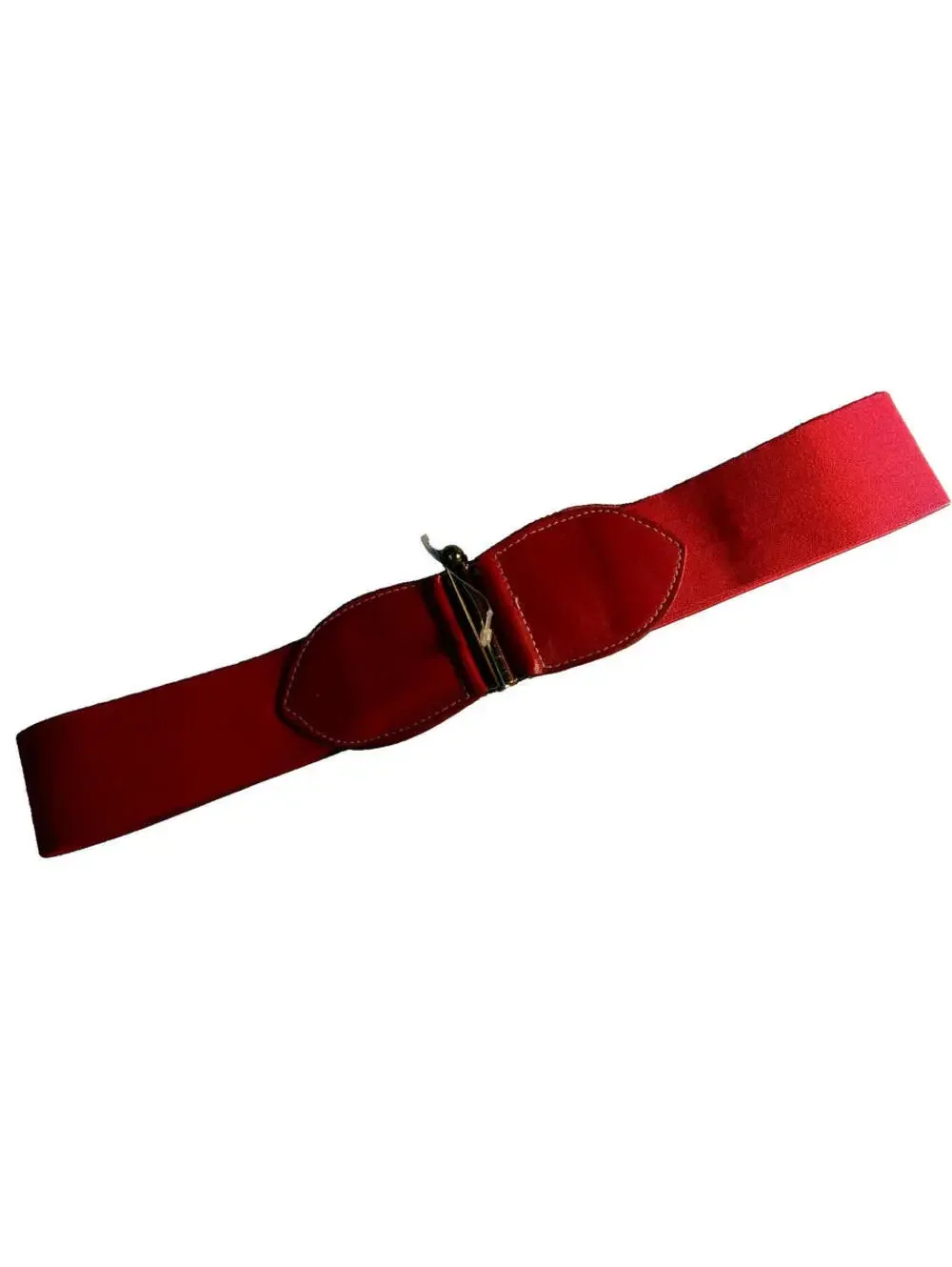Vintage 1980s Red Belt High Waist Cinch Rouge Leather Rojo Elastic Cinturon Med